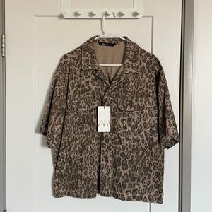 Zara Men's Brown Animal Print Shirt